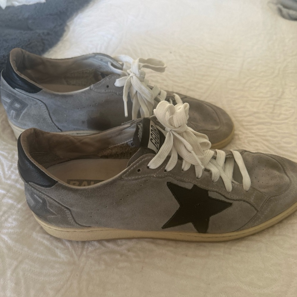 Golden Goose Gray and Black Retro Sneakers
